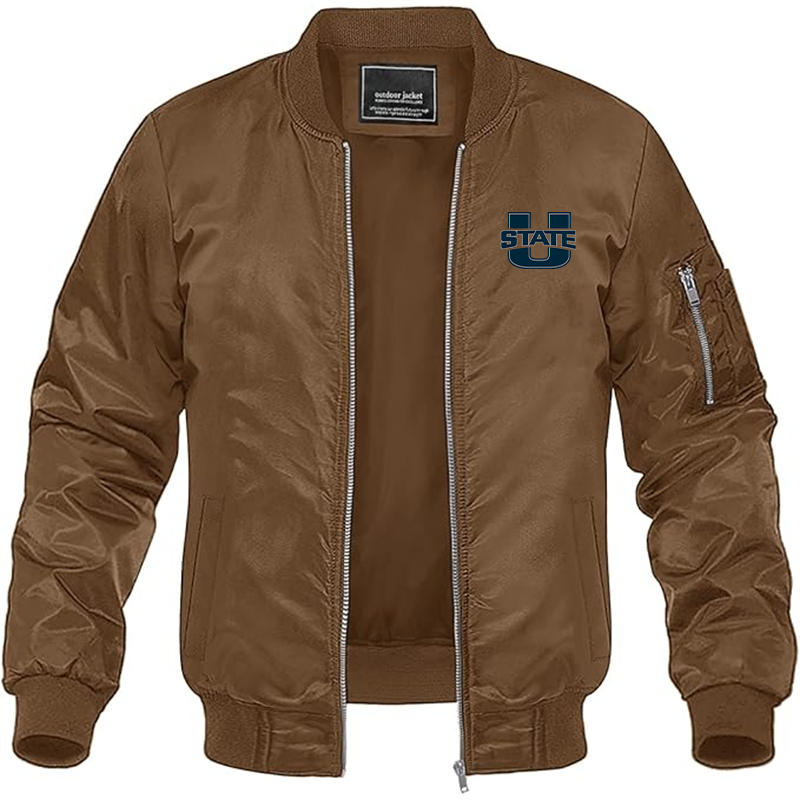 Men's Utah State Aggies  Lightweight Bomber Jacket Windbreaker Softshell Varsity Jacket Coat